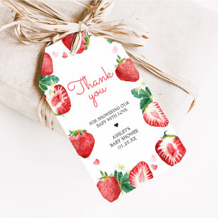 Etiqueta Para Presente Strawberry Berry Sweet Chá de fraldas Favor Tags