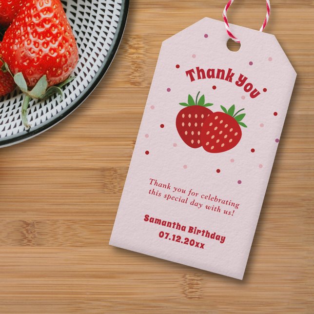 Etiqueta Para Presente Strawberry Obrigado (Strawberry Thank You Gift Tags)