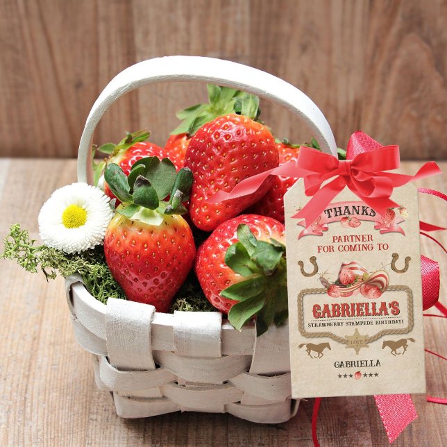 Etiqueta Para Presente Strawberry Stampede Birthday (Criador carregado)