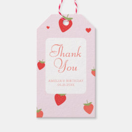 Etiqueta Para Presente Strawberry Sweet Pink Girly Obrigado Favor