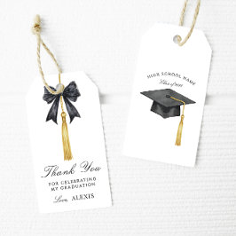 Etiqueta Para Presente Stylish Black Bow Graduation Thank You Favor Tags