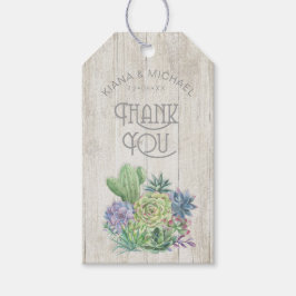 Etiqueta Para Presente Succulents and Rustic Wood Obrigado ID515