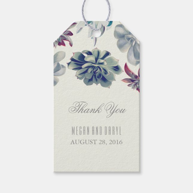 Etiqueta Para Presente Succulents Floral Wedding (Frente)