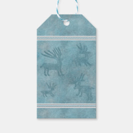 Etiqueta Para Presente Sudoeste de inverno cervo e pinheiros azuis