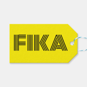 Etiqueta Para Presente Sueco Fika Amarelo e Negro