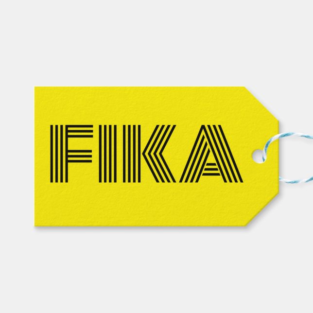Etiqueta Para Presente Sueco Fika Amarelo e Negro (Frente (horizontal))