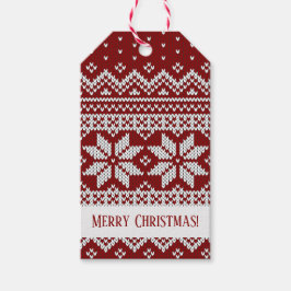 Etiqueta Para Presente Suéter de Natal Tecido Vermelho e Branco