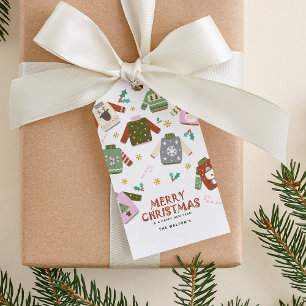 Etiqueta Para Presente Suéter Feio de Natal Retrô