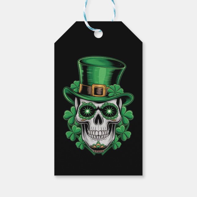 Etiqueta Para Presente Sugar Skull Rua Patrick Day Lucky Shamrock (Verso)