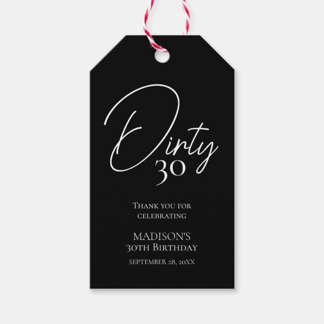Etiqueta Para Presente Sujo 30 30 preto e branco Aniversário (Frente)