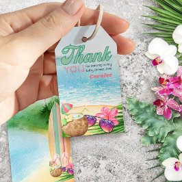 Etiqueta Para Presente Summer Beach Surfboards e Mocktails Obrigado