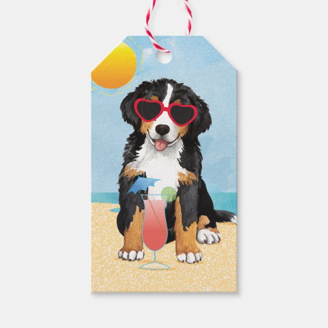 Etiqueta Para Presente Summer Bernese Mountain Dog (Frente)