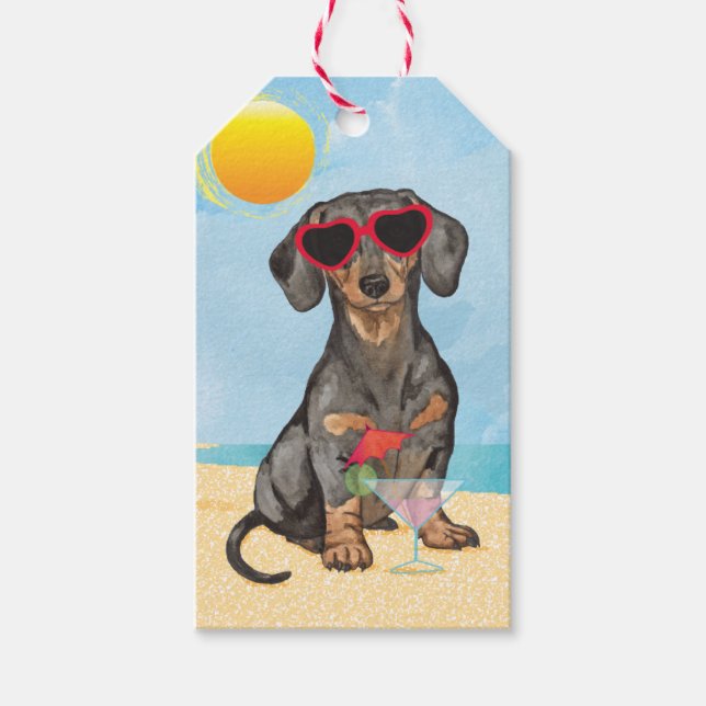 Etiqueta Para Presente Summer Dachshund (Frente)