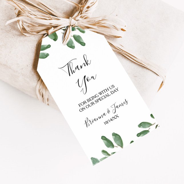 Etiqueta Para Presente Summer Greenery Tropical Eucalyptus Obrigado (Criador carregado)