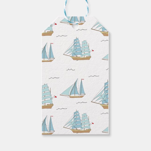 Etiqueta Para Presente Summer Seatime Cute yachts with sail (Frente)