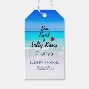 Etiqueta Para Presente Sun Sand e Salty Beijam Obrigados de Casamento Tro