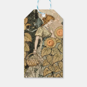 Etiqueta Para Presente Sunflower Art Nouveau Garden Grasset Woman
