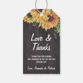 Etiqueta Para Presente Sunflower Watercolor Rustic Weding Obrigado