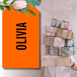 Etiqueta Para Presente Sunset Orange Modern Name | Tendência minimalista