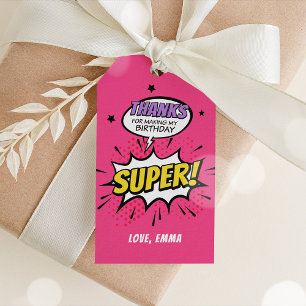 Etiqueta Para Presente Super-Herói Garota Obrigado Etiquetas, Super-Herói