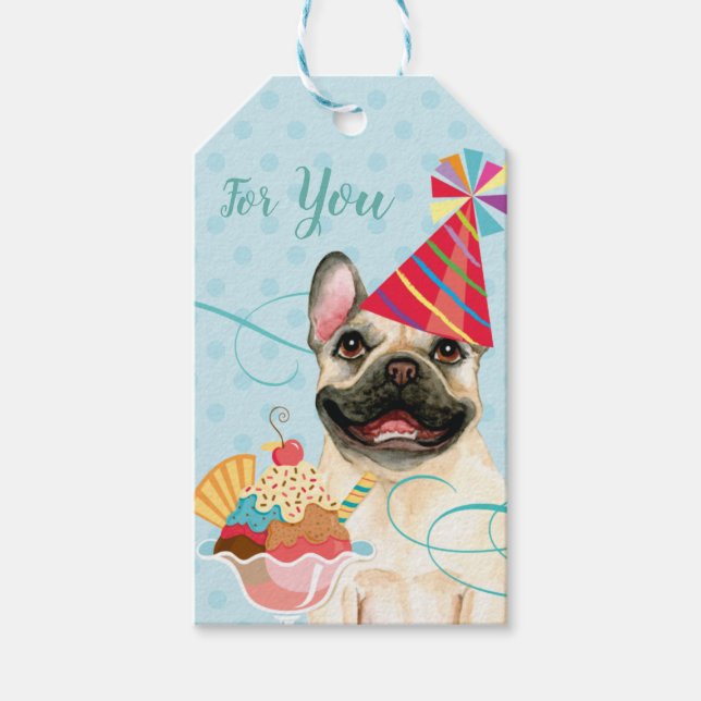 Etiqueta Para Presente Sweet Birthday French Bulldog (Frente)
