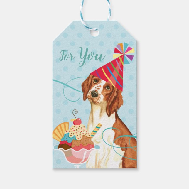 Etiqueta Para Presente Sweet Birthday Welsh Springer Spaniel (Frente)