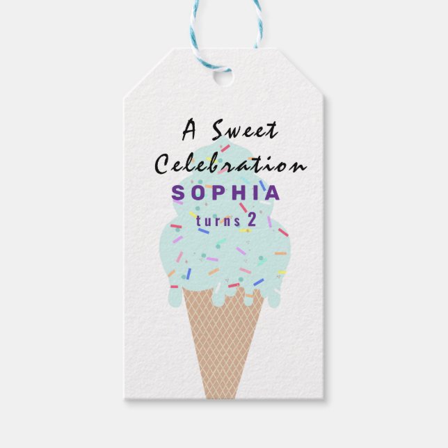 Etiqueta Para Presente Sweet Ice Cream Birthday  (Frente)