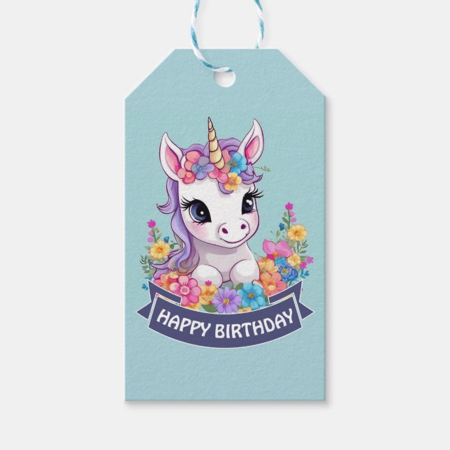 Etiqueta Para Presente Sweet Magical Baby Unicorn (Frente)