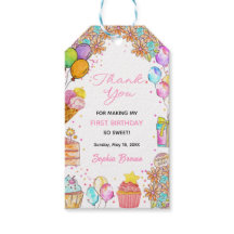 Sweet One Girl 1st Birthday Party Gift Tags
