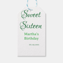 Etiqueta Para Presente Sweet Sixteen green name date calligraphy boho ret