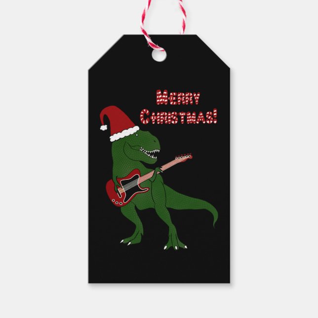 Etiqueta Para Presente T-Rex Guitar Natal (Frente)