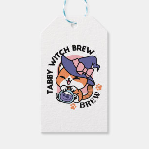 Etiqueta Para Presente Tabby Witch Brew – Design de Gato Fofo de Hallowee