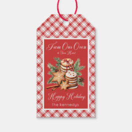 Etiqueta Para Presente Tabuleiro de Cookies de Xadrez Vermelha e Branca R