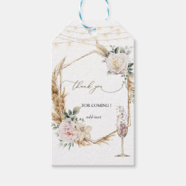 Etiqueta Para Presente Taca de champanhe com moldura dourada floral casam