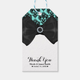 Etiqueta Para Presente Tafetá Azul e Preto Brilho Arco Glam Sweet 16 Fest