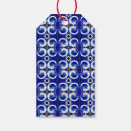 Etiqueta Para Presente Tag azul do presente do teste padrão do redemoinho