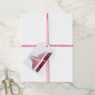 Etiqueta Para Presente Tag branco do presente da neve do celeiro vermelho