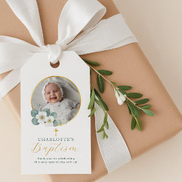 Etiqueta Para Presente Tag de Batismo de Foto com Roteiro Simples | Perso
