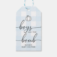 Tag de Favor da Bomba de Gingham Azul de Abóbora-A