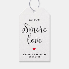 Etiqueta Para Presente Tag de Favor de Casamento Amor S'more Script Branc