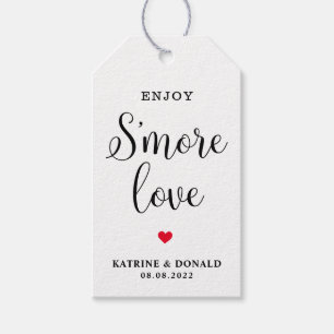 Etiqueta Para Presente Tag de Favor de Casamento Amor S'more Script Branc