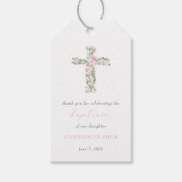 Etiqueta Para Presente Tag de Favor do Batismo Floral Rosa
