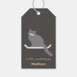 Etiqueta Para Presente Tag de Presente de Gato Cinza Fofo com Design de M