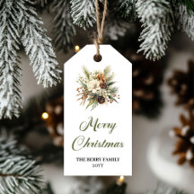 Tag de Presente de Natal com Cores Terrosas Elegan