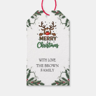 Etiqueta Para Presente Tag de presente de Natal de rena fofa Personalizad