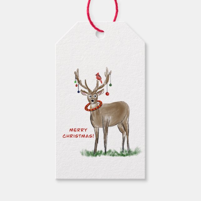 Etiqueta Para Presente Tag de presente para veados de Natal feliz (Frente)