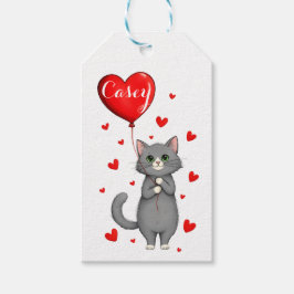 Etiqueta Para Presente Tag de Presente Personalizado de Gato com Nome