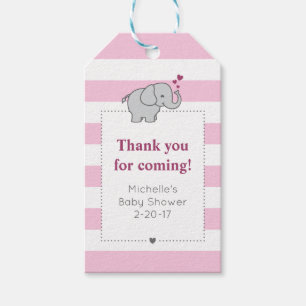 Etiqueta Para Presente Tag do chá de fraldas do elefante - menina
