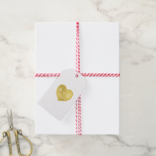 Etiqueta Para Presente Tag Dourados simples do casamento do coração