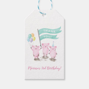 Etiqueta Para Presente Tag PIggy cor-de-rosa do favor do aniversário de